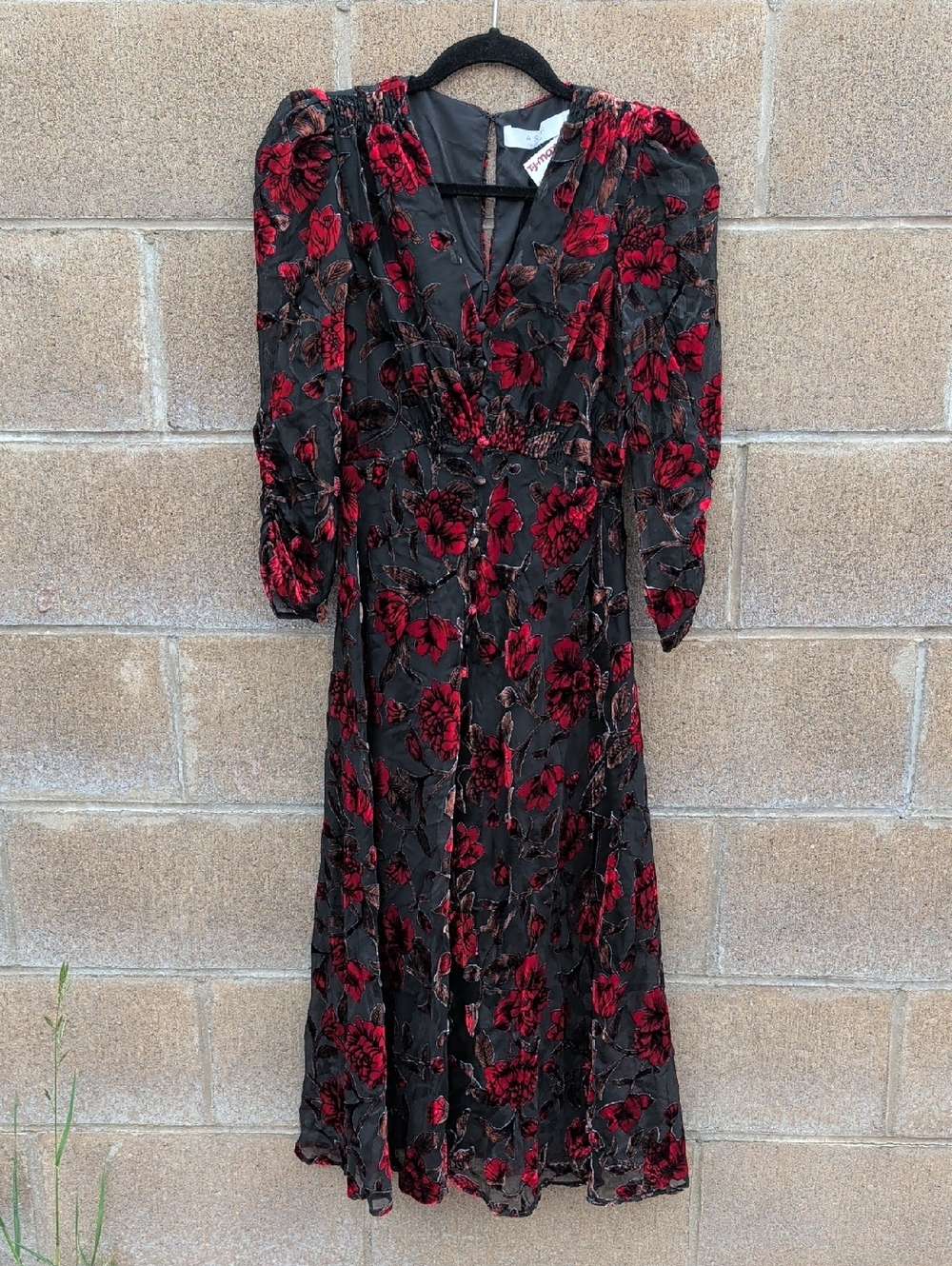 ASTR the Label Floral Velvet Burnout Midi Dress Size XS - Picture 3 of 6